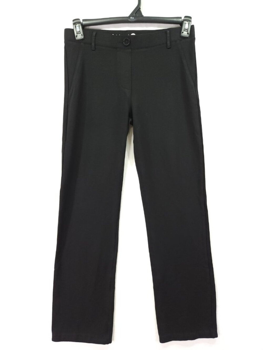 Betabrand Womens Medium 30x29 Black Dress Pant Yoga Pants Straight Leg Stretch
